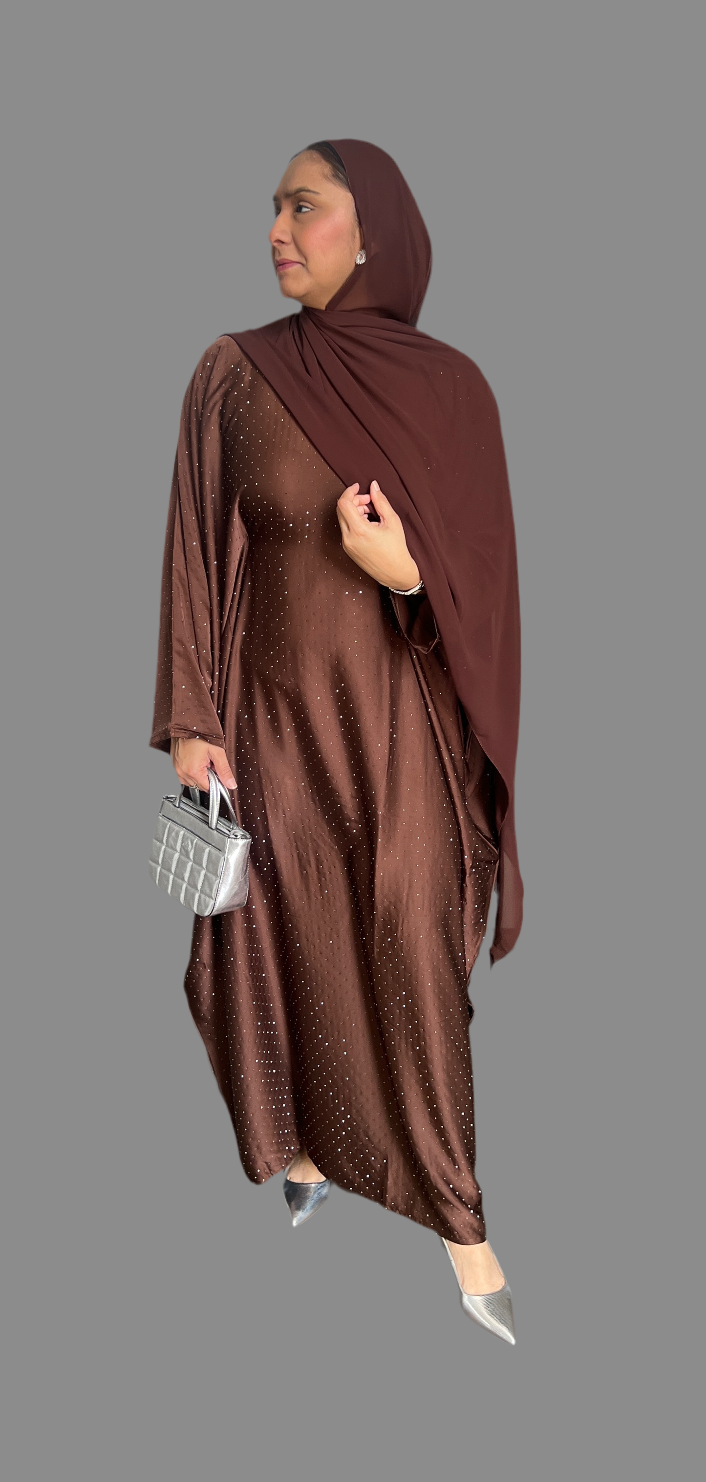 Chocolate beaded butterfly abaya