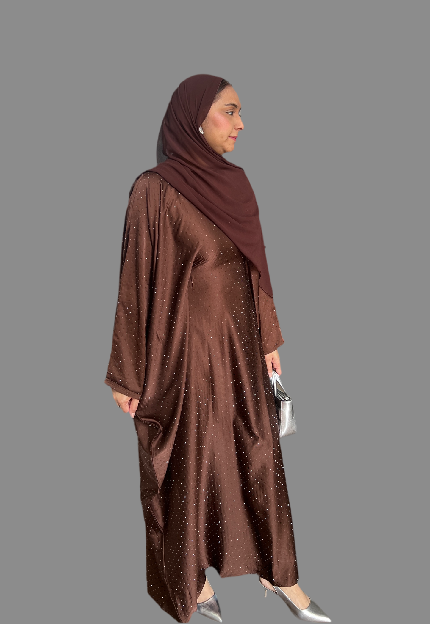 Chocolate beaded butterfly abaya