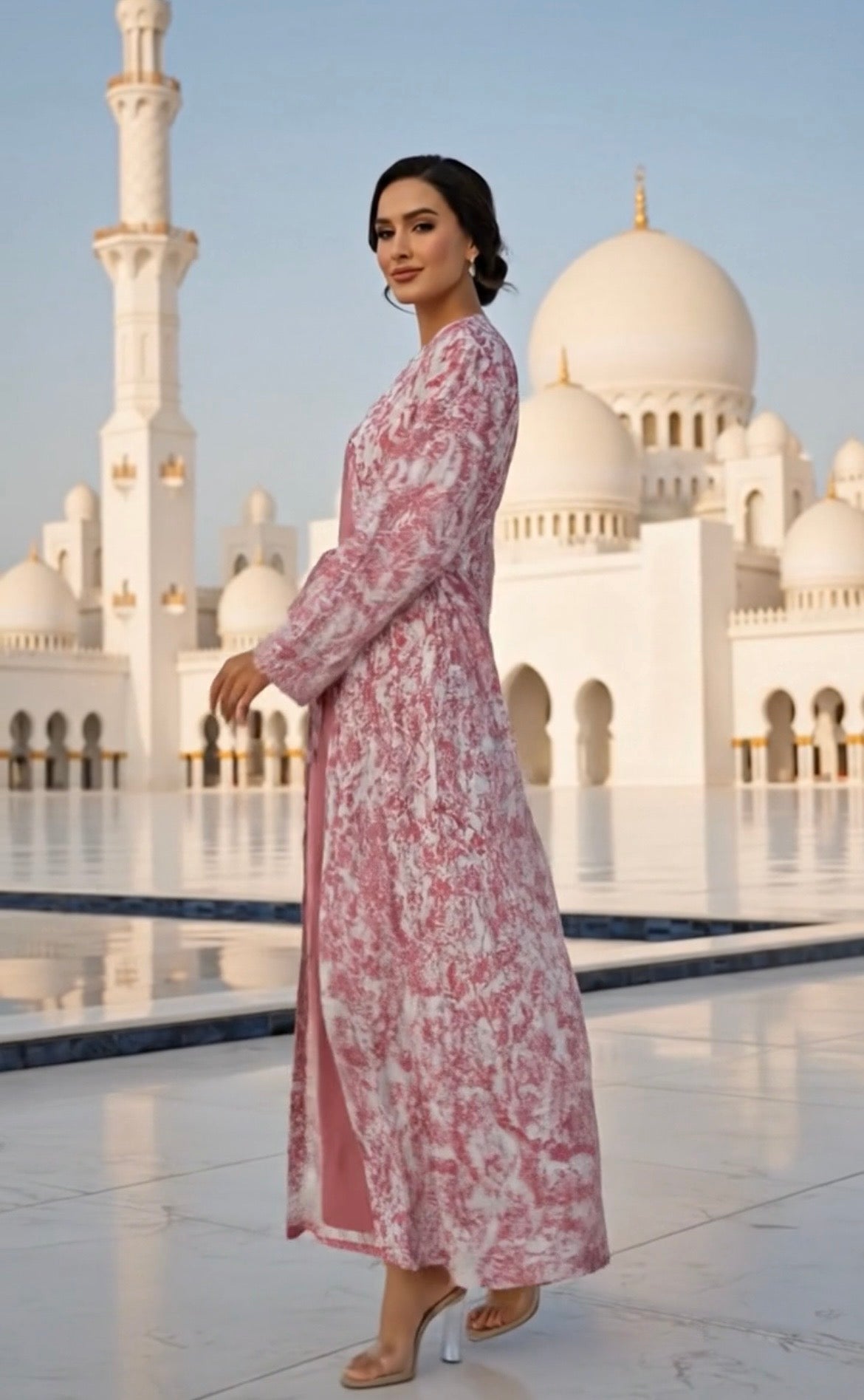 Pink petal Abaya set