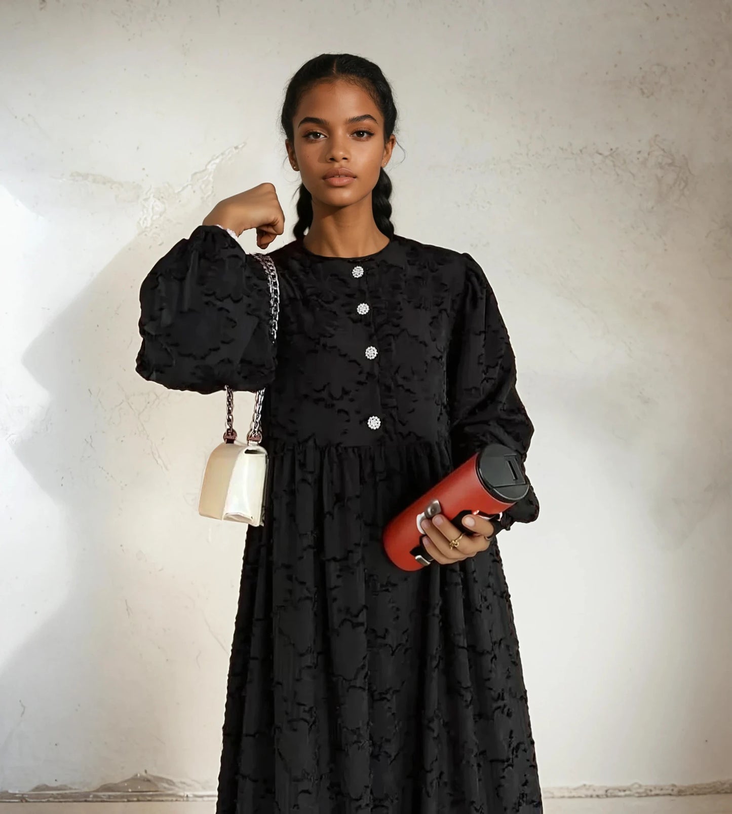 Ebony Textured Maxi Dress