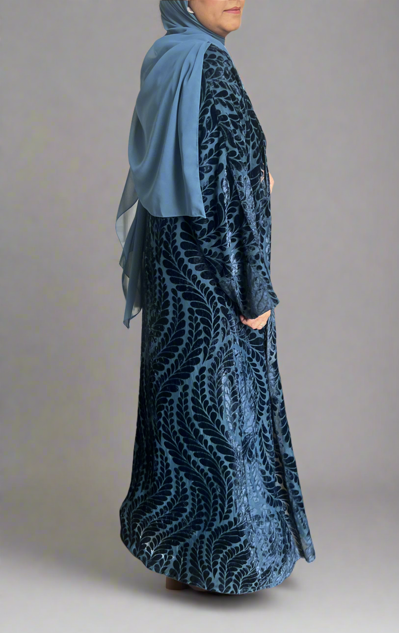 Velvet embossed abaya set
