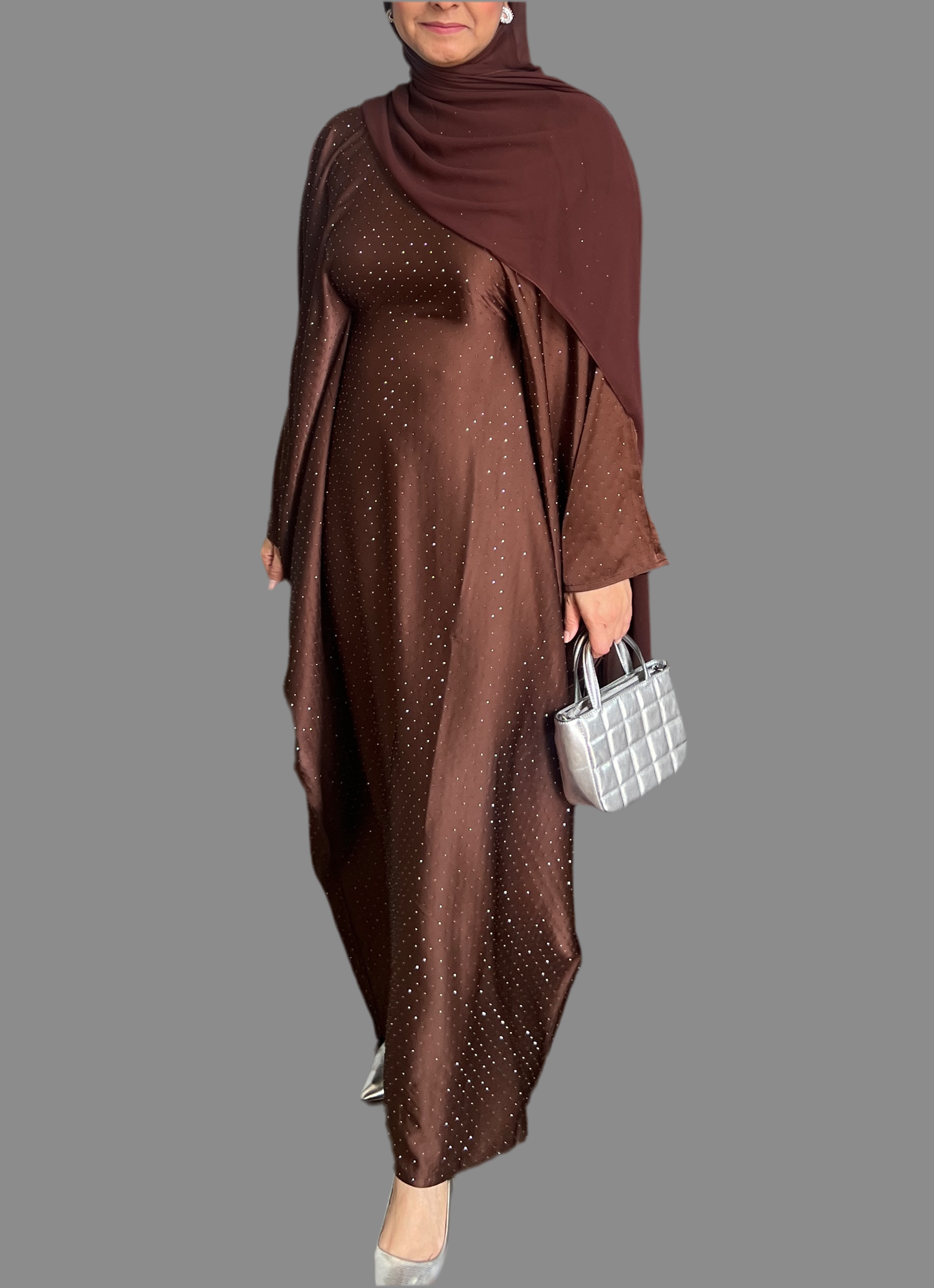 Chocolate beaded butterfly abaya