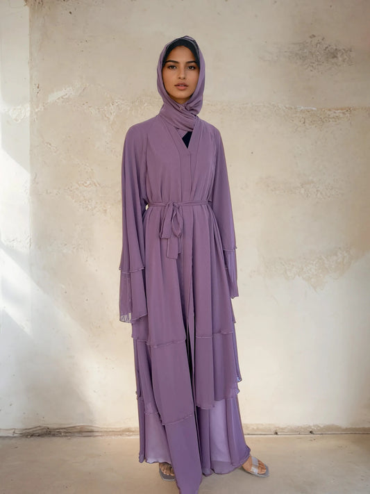 Chiffon Tiered Abaya Set