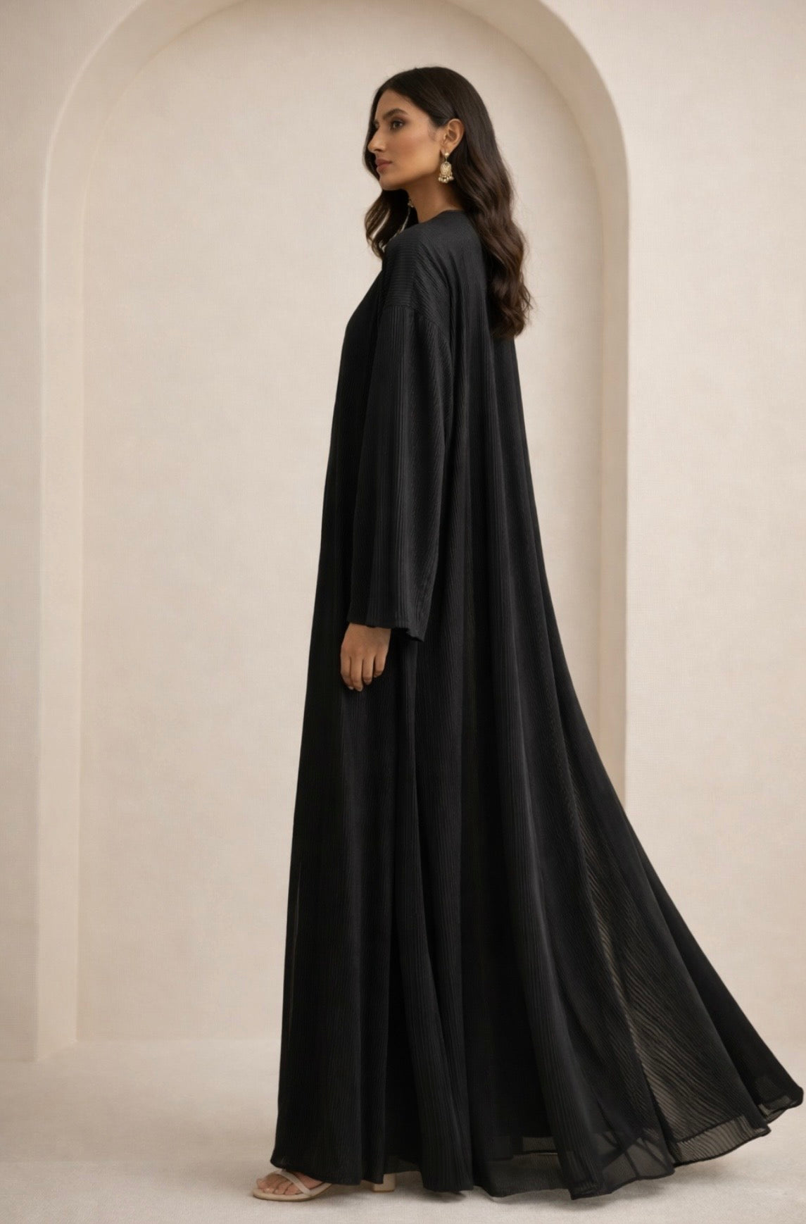 The Noir Pleated Abaya Set