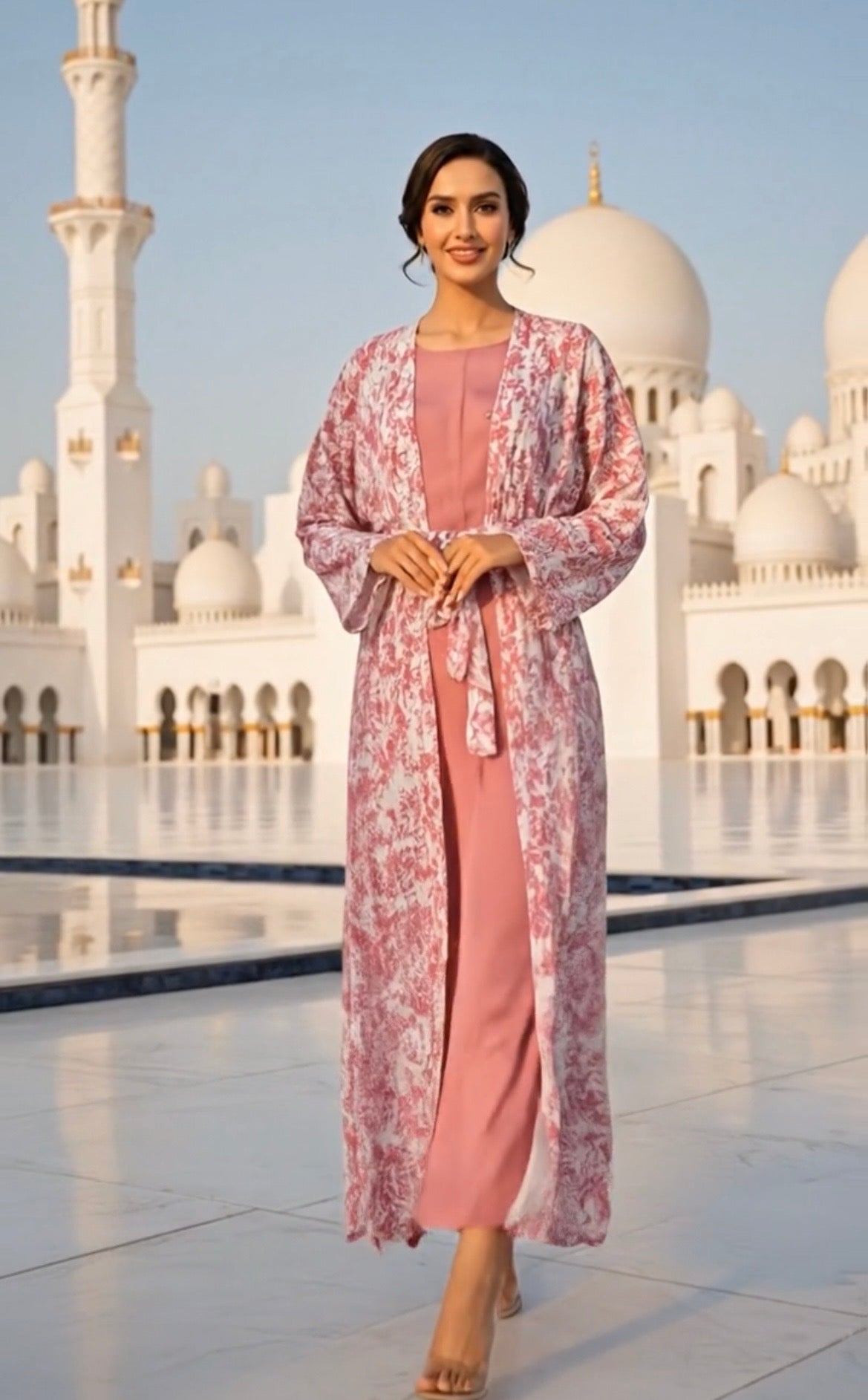 Pink petal Abaya set