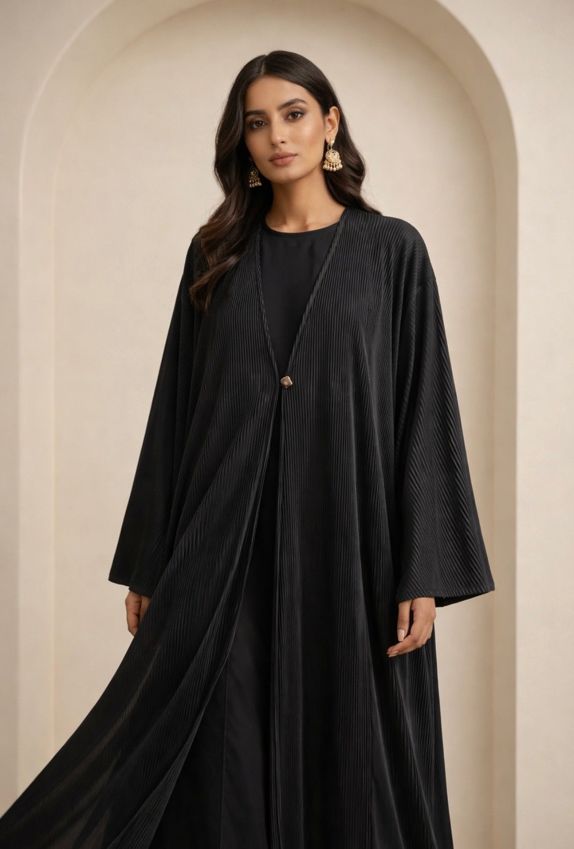 The Noir Pleated Abaya Set