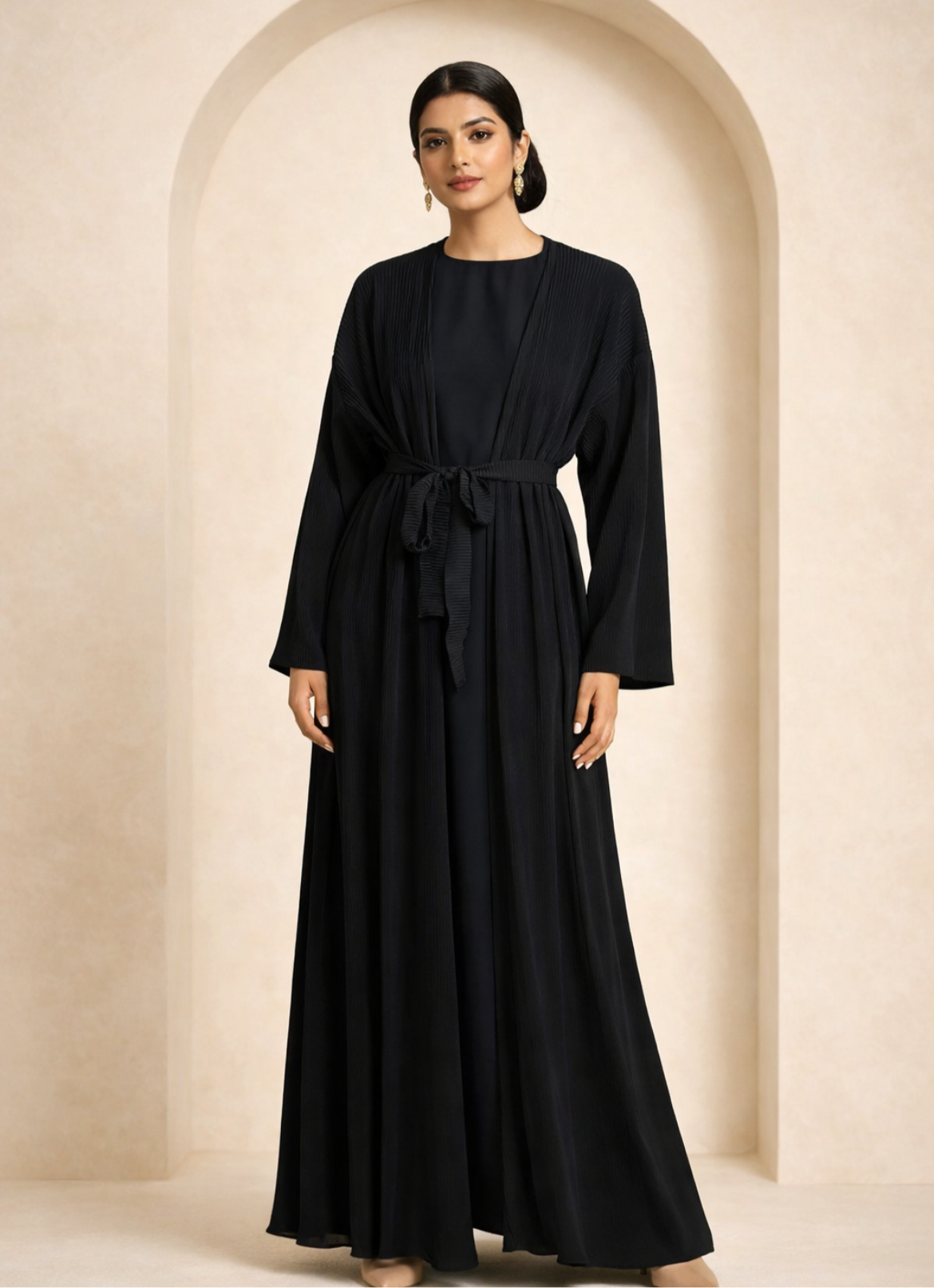 The Noir Pleated Abaya Set