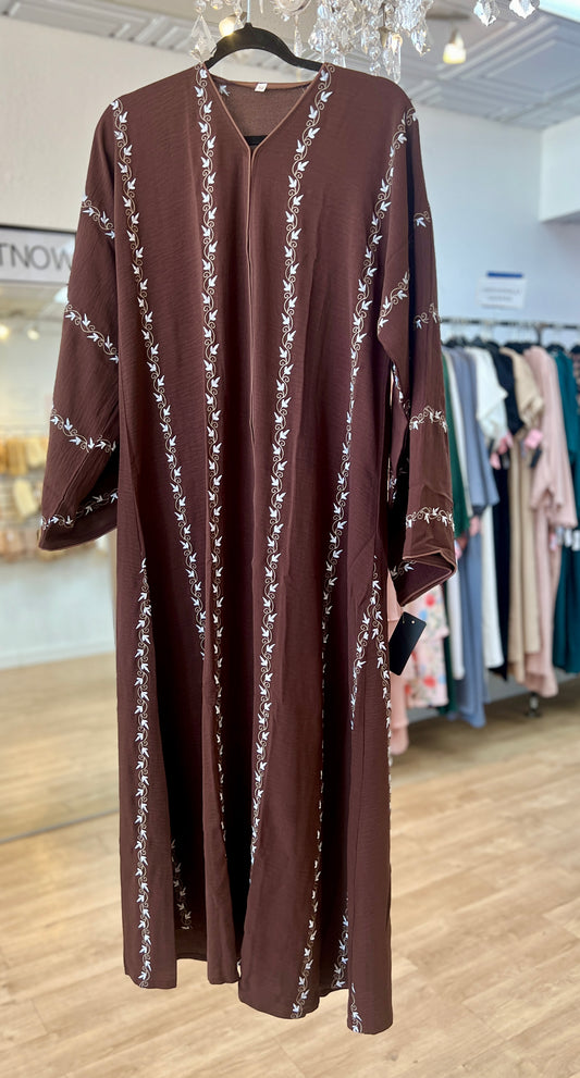 Walnut embroidered abaya