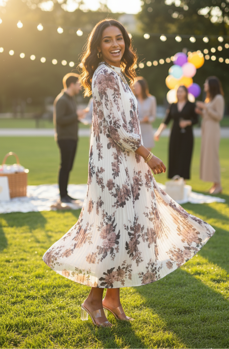 Rose Pleated Dress