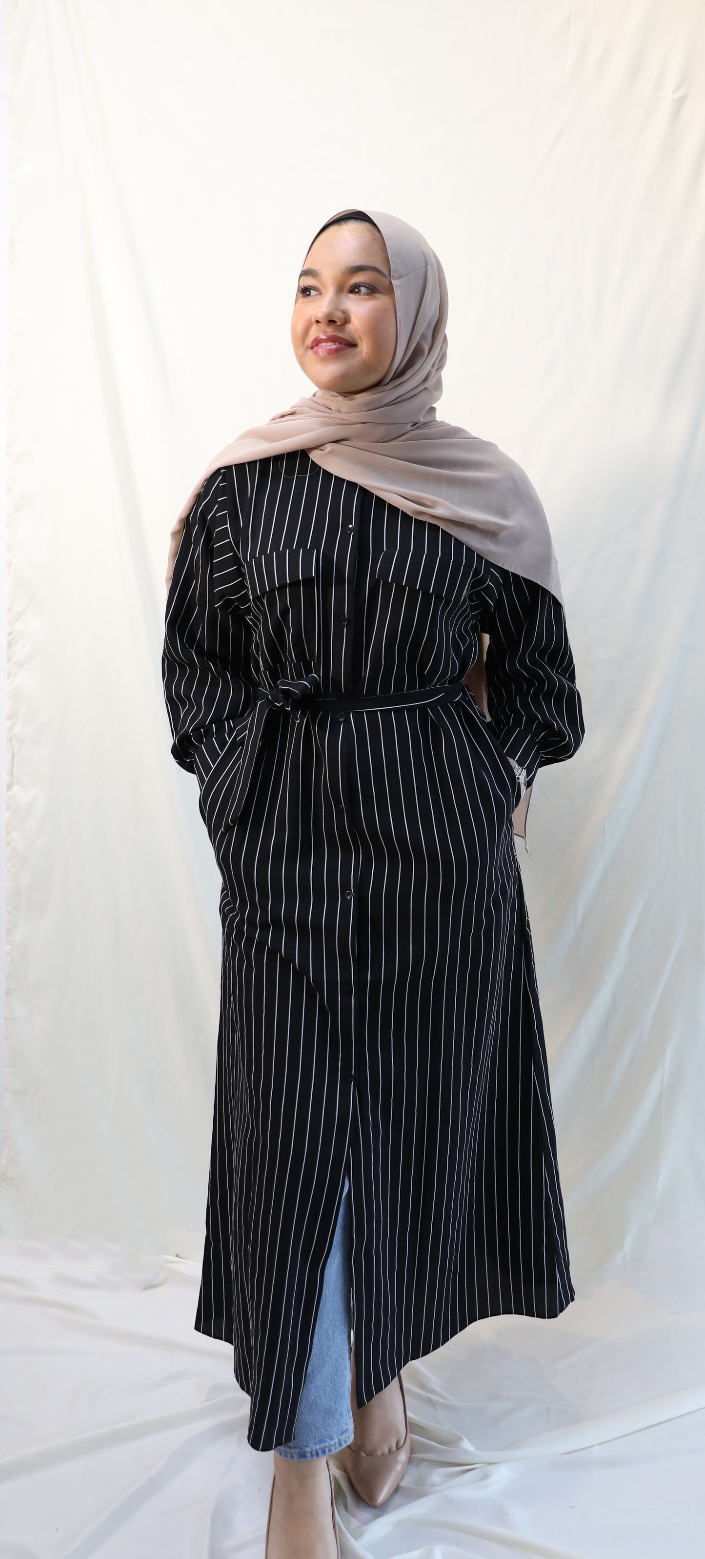 Jazah stripe maxi dress/abaya