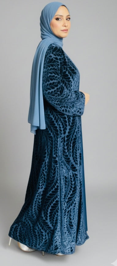 Velvet embossed abaya set