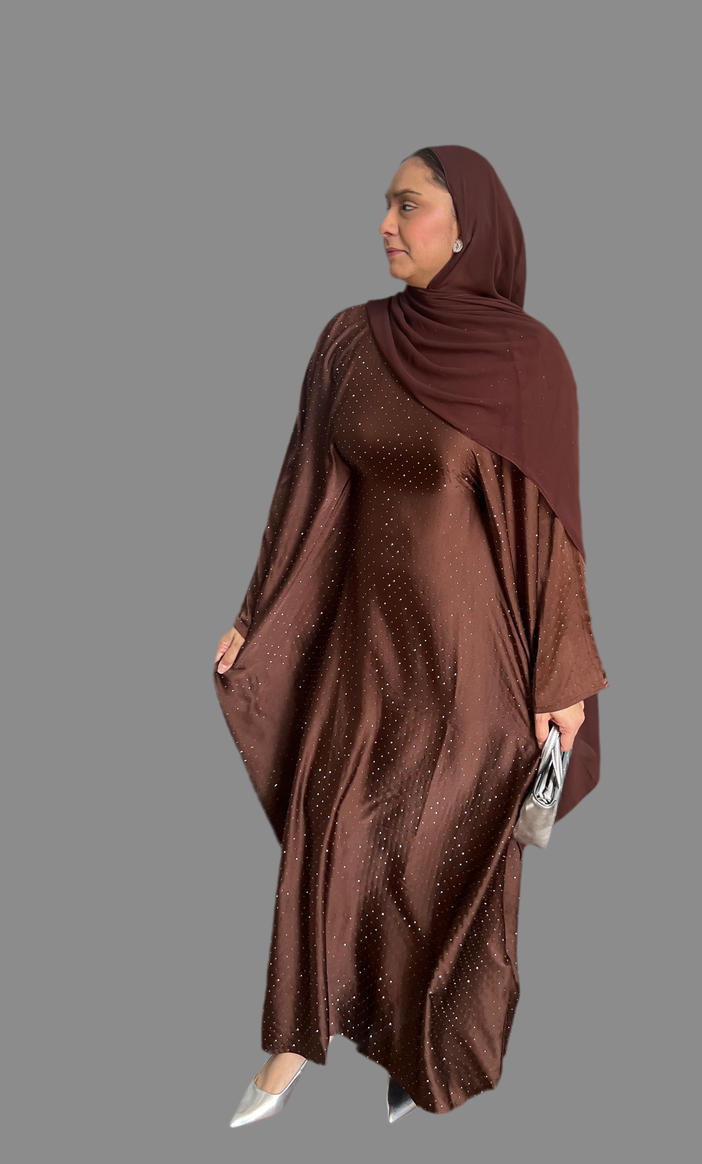 Chocolate beaded butterfly abaya
