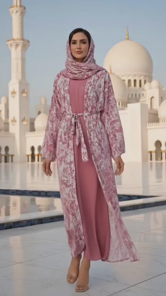 Pink petal Abaya set